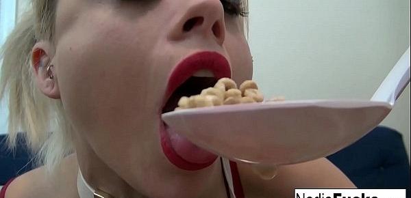  Sexy Nadia eats cereal filled with soldiers